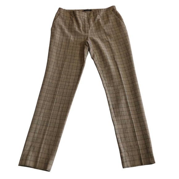 Tommy Hilfiger Pants - Tommy Hilfiger Women 4 Brown Glen Plaid Slim Leg Trousers H98PZ16B Business